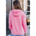 Pink Solid Ripped Hooded Sweatshirt with Kangaroo Pocket