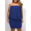 Plus size  Dressing Layered Blue Mini Poncho Dress