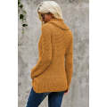 Mustard Buttoned Wrap Turtleneck Sweater