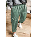 Mist Green Elastic Waist Cargo Pants