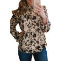 Apricot Frilled Neck Printed Bubble Sleeves Blouse