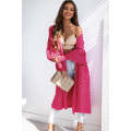 Rose Side Pockets Bubble Sleeve Knitted Cardigan