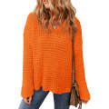 Carrot Hollow-out Crochet V Neck Sweater