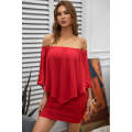 Multiple Dressing Layered Fiery Red Mini Poncho Dress