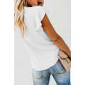 White Forever Tonight Button  Tie Top