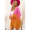 Multicolor Pompom Color Block Open Front Cardigan