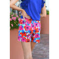 Rose Floral Print Belted Shorts