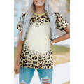 Leopard Bleached O-neck T Shirt