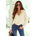 Apricot Solid Buttoned Chest Pocket High Low Loose Shirt