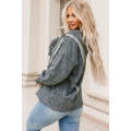 Gray Acid Wash Relaxed Fit Seamed Pullover Sweatshirt with Slits