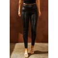 Black Shiny Leopard Textured Leggings