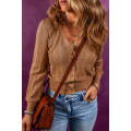 Chestnut V Neck Buttoned Textured Sweater Cardigan