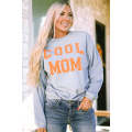Gray Cool Mom Graphic Print Cording Sweatshirt