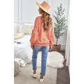 Orange Raglan Patchwork Sleeve Pullover Sweatshirt