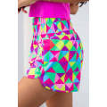 Multicolor Geometric High Waisted Athletic Shorts