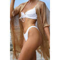 Gold Batwing Sleeve Tasseled Mesh Beach Cover Up