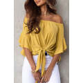 Yellow Solid Off the Shoulder Blouses
