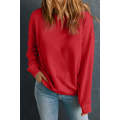 Red Solid Classic Crewneck Pullover Sweatshirt