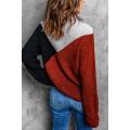 Black Color Block Drop Shoulder Turtleneck Sweater