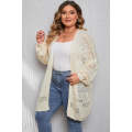 Apricot Plus Size Slouchy Hollowed Knit Open Front Cardigan