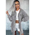 Gray Vintage Distressed Mineral Wash Oversized Shacket