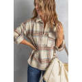 Chest Pocket Plaid Half Zip Sweatshirt