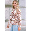 White Western Aztec Pattern Button Flap Pocket Shirt