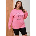 Pink May Contain Wine Crew Neck Plus Size Sweatshirt