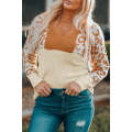 Orange Colorblock Leopard V Neck Sweater
