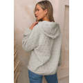 Light Grey Solid Color Quilted Kangaroo Pocket Hoodie