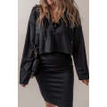 Black Cropped Hoodie Slip Dress 2pcs Outfit