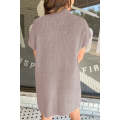 Simply Taupe Patch Pocket Ribbed Knit Short Sleeve Sweater Dress