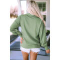 Green Casual Zip Collared Pullover Sweatshirt