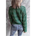Green Crisscross Keyhole Fuzzy Sweater