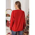 Red Solid Round Neck Raglan Sleeve Sweatshirt