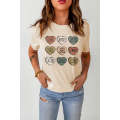 Khaki Heart Shaped Graphic Cowgirl T Shirt