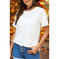 White Solid Color Crew Neck Tee