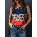 Blue Colorblock Spotted Splicing Knit Tank