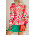 Fiery Red Abstract Print Long Sleeve Buttoned Shirt