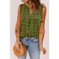 Green Swiss Dot Notched V Neck Tank Top