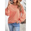 Orange Raglan Patchwork Sleeve Pullover Sweatshirt