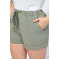 Green Gray Black/Red/Blue/Green/Gray/Apricot Elastic Waist Drawstring Pocket Shorts