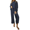 Navy Blue Ultra Loose Textured 2pcs Slouchy Outfit