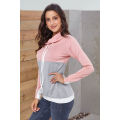 Pink Gray Colorblock Thumbhole Sleeved Sweatshirt