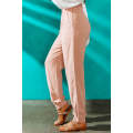 Pink Ruffled Elastic Waistband High Waist Pants