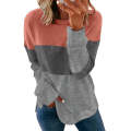 Colorblock Gray Contrast Stitching Sweatshirt with Slits