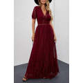 Red Blue Fill Your Heart Lace Maxi Dress