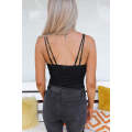 Black Scallop Lace Sleeveless Bodysuit