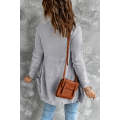 Gray Front Pocket and Buttons Closure Cardigan