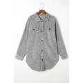 Gray Vintage Distressed Mineral Wash Oversized Shacket